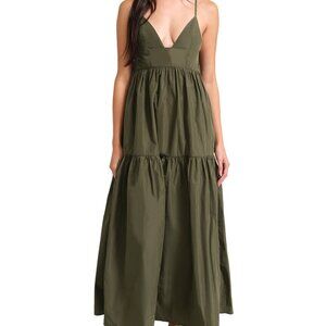 Modern Citizen oralia taffeta sweetheart neck tiered dress, XS, OLIVE, NWOT